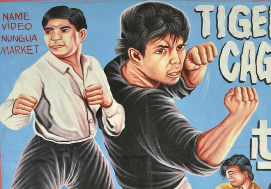 Tiger Cage Movie Poster Ghana Hand-Painted Martial Arts - alternate view