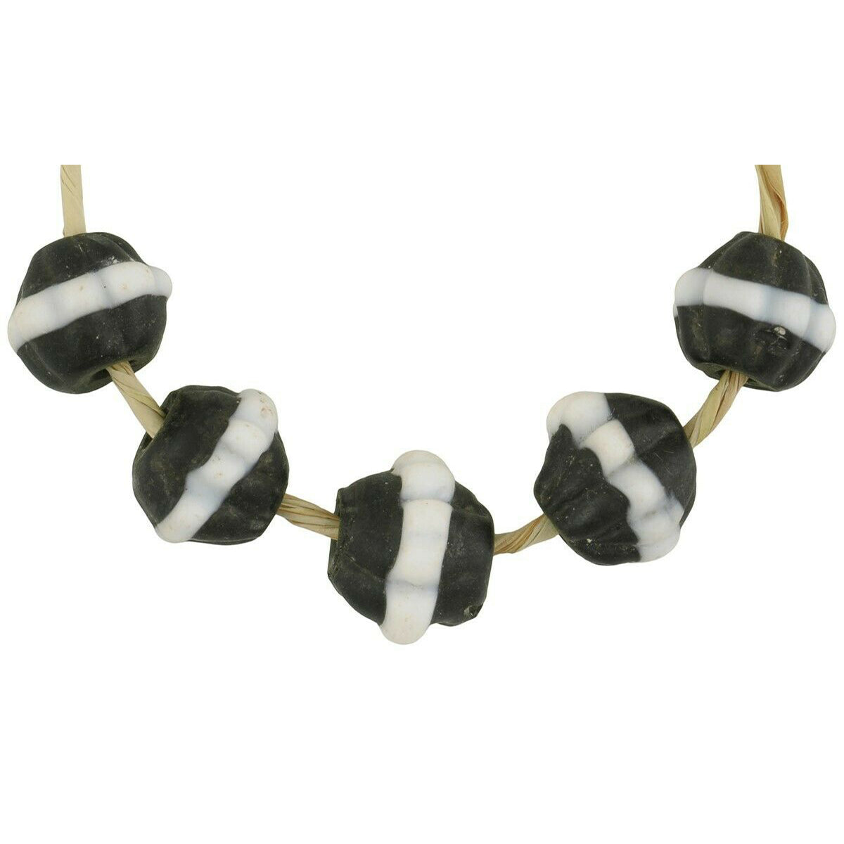 Beautiful Antique Dog Tooth Venetian Lampwork Beads - 9-10Mm