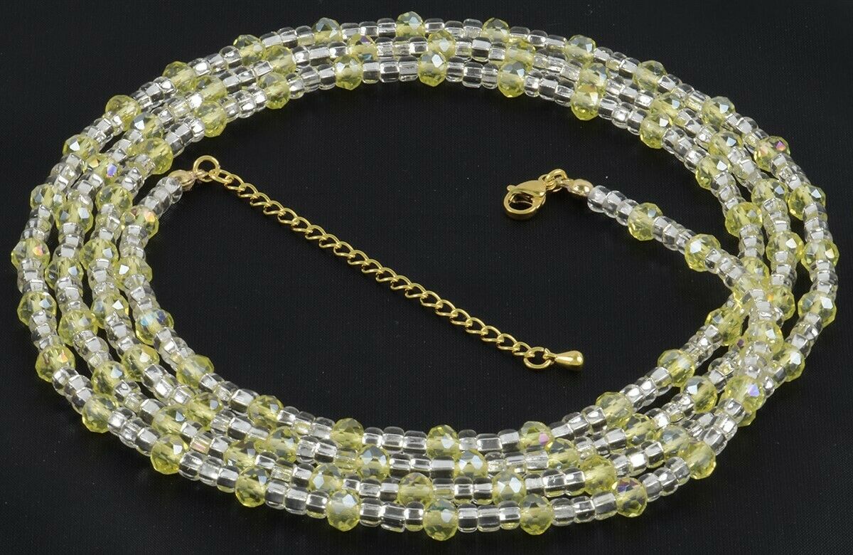Extension Chain Yellow & Clear Handmade African Waist Beads - Body Jewelry