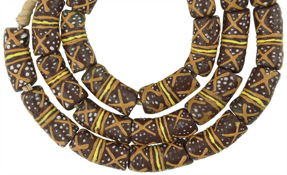 Beautiful African Trade Beads: 10Mm Fancy Krobo Glass Beads - alternate view