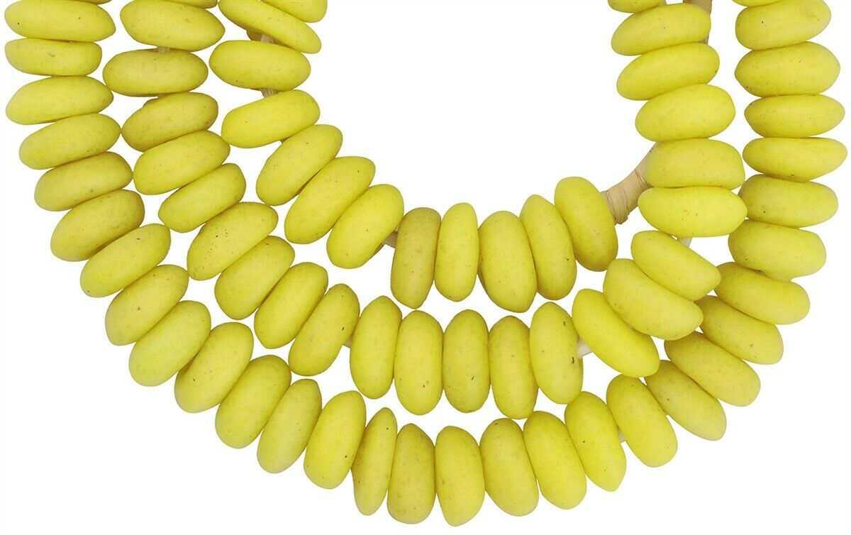 Beads Recycled Glass Powder African Trade Disks Spacers Jewelry - close-up