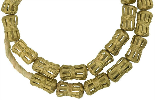 Handmade Ashanti African Brass Beads Strand, 19" - alternate view