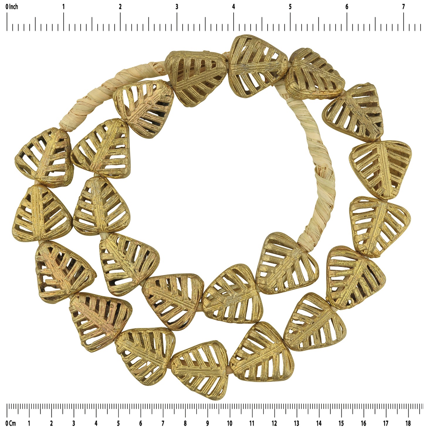 New Tabular African Brass Beads Handmade In Ghana - zoomed-in detail