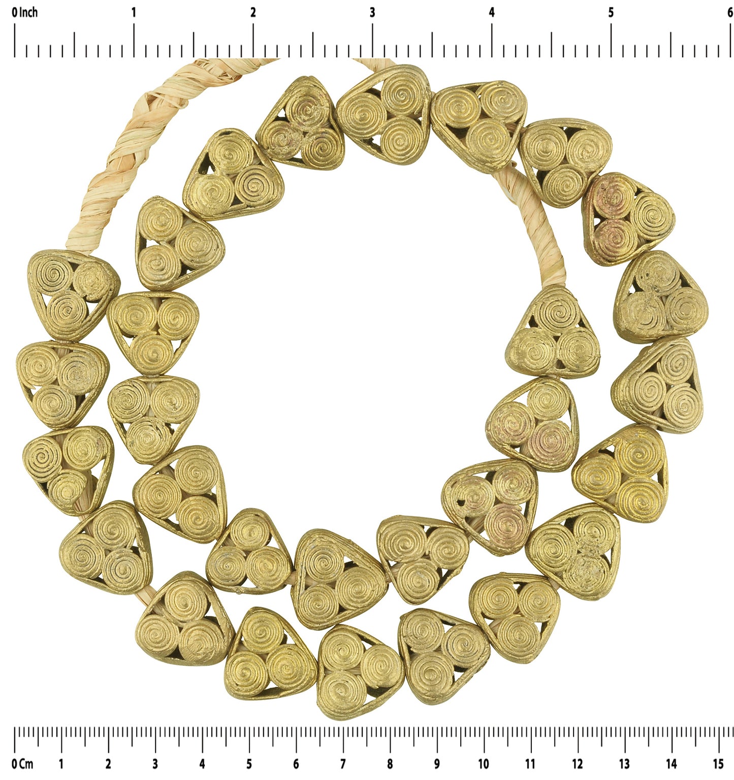 Handmade Tabular Brass Beads Strand - Tribalgh - zoomed-in detail