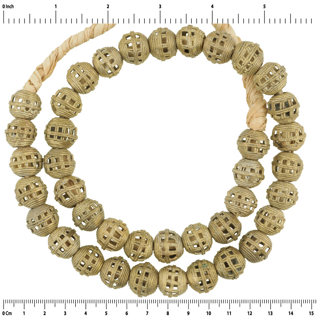New Round Ashanti Brass Beads - Expertly Handcrafted In Ghana - close-up