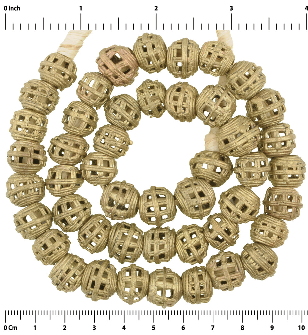 New Round African Brass Beads - Handcrafted By Ashanti Artisans - close-up