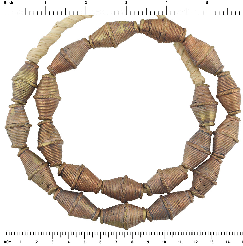 Large Handmade African Brass Beads By Ashanti Artisans - close-up