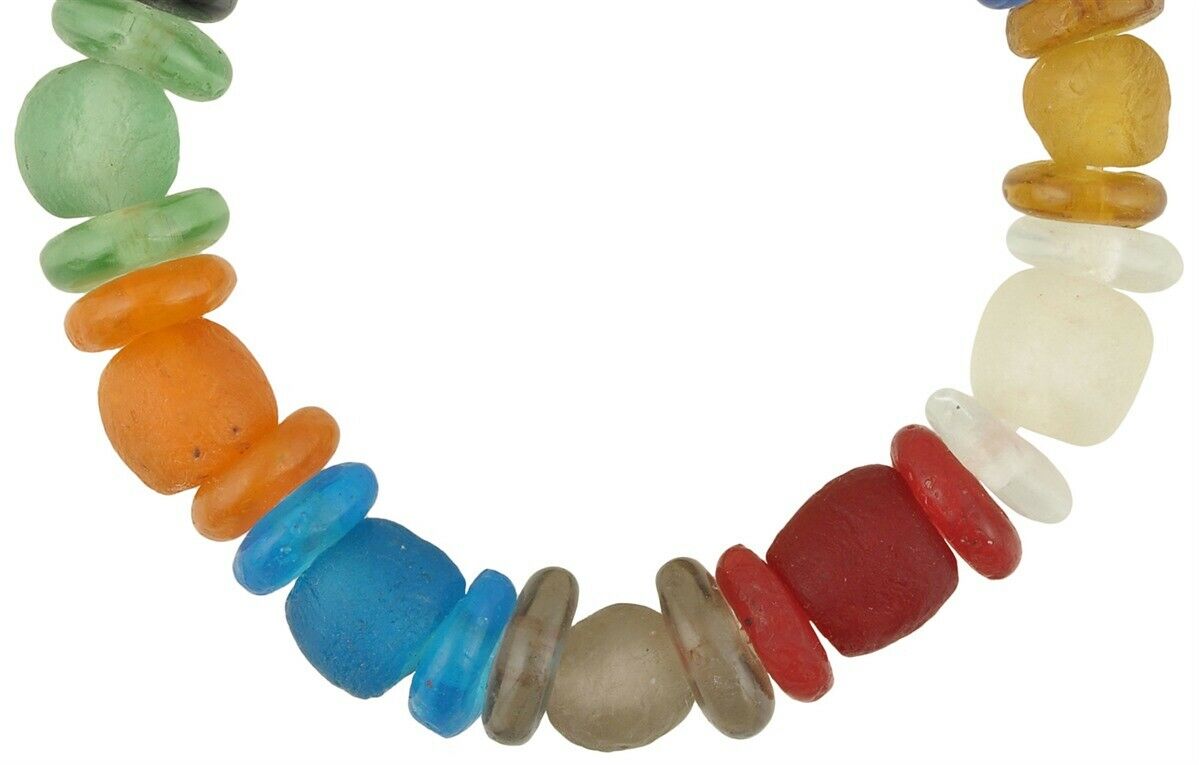 Handmade Beaded Bracelet - Glass & Brass Beads Ghana - close-up