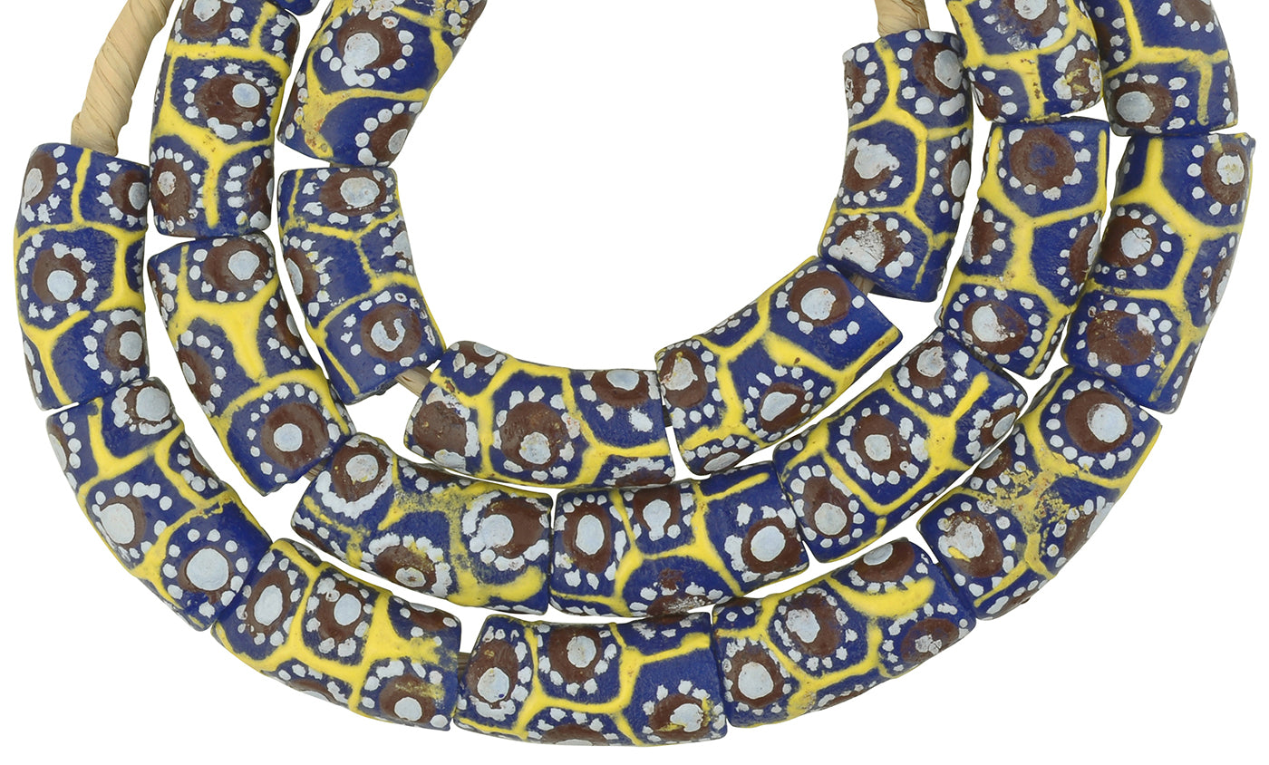 Exquisite African Trade Beads - Ghana Fancy Powder Glass Beads - close-up