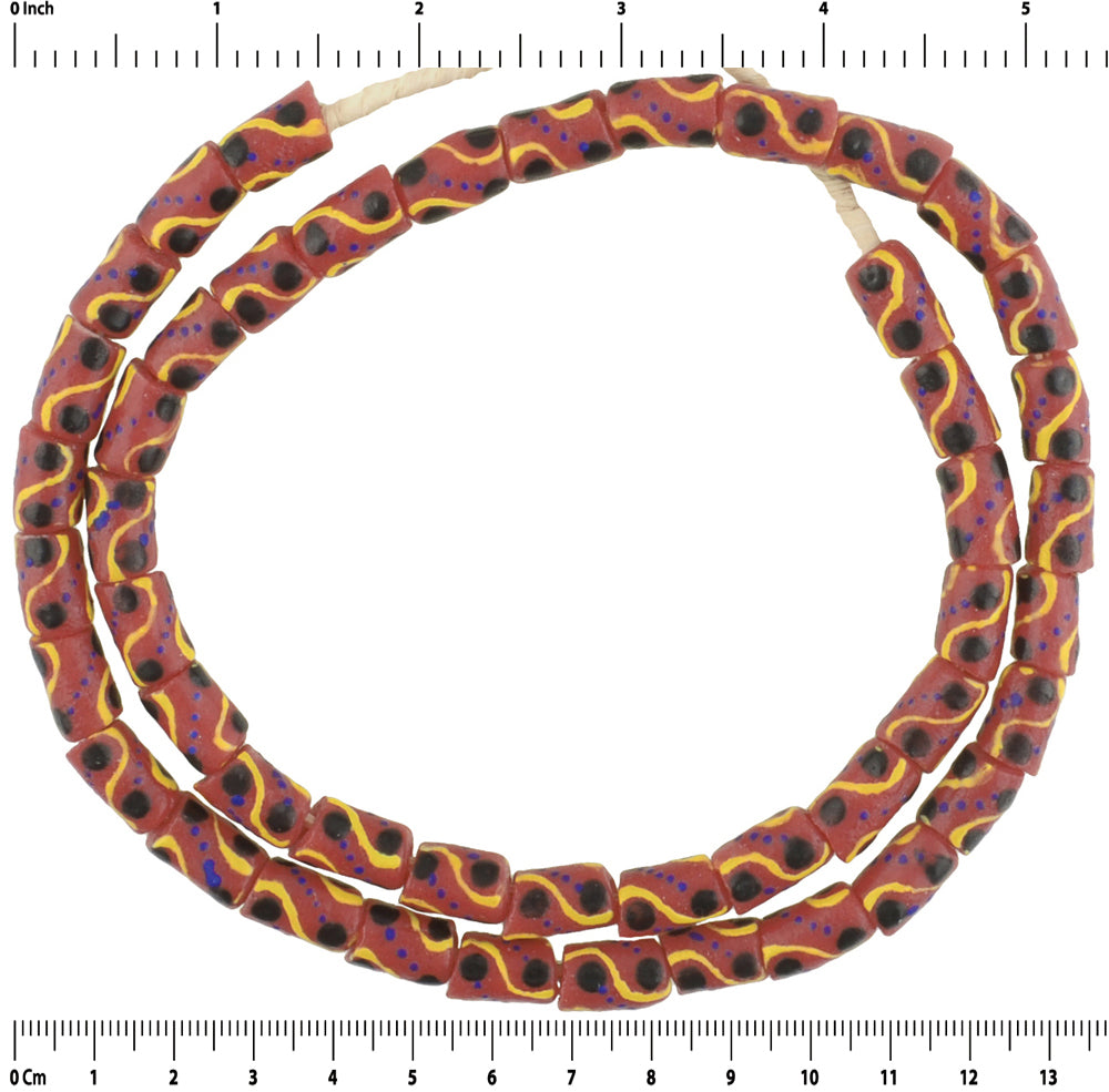 African Trade Beads - 25" Strand, 8-9Mm, Handmade In Ghana - close-up