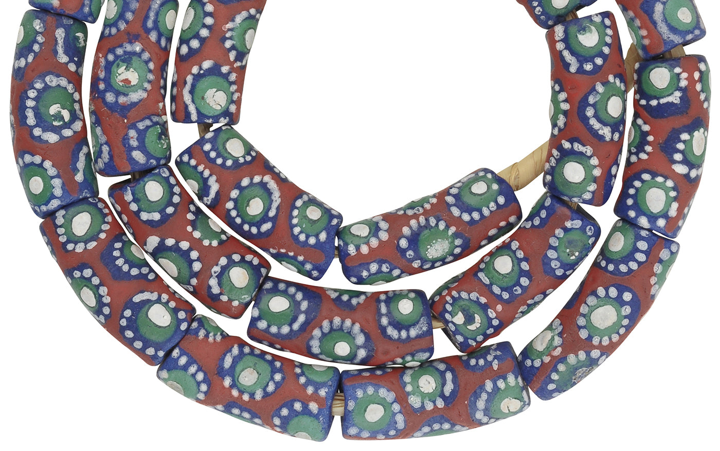 Authentic African Trade Beads - Fancy Powder Glass Krobo Beads - cropped detail