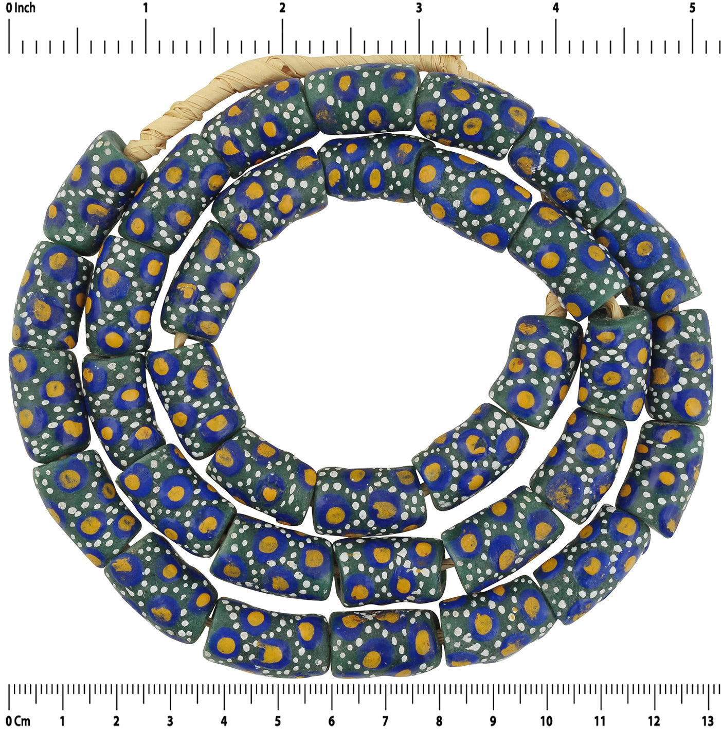 Handmade Ghana Glass Beads - Fancy Krobo Trade Beads - zoomed-in detail