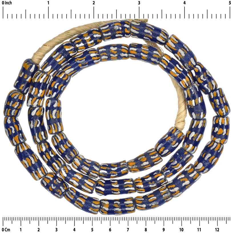 Vibrant Ghanaian Krobo Powder Glass Beads - 8Mm, 26.5" Strand - close-up