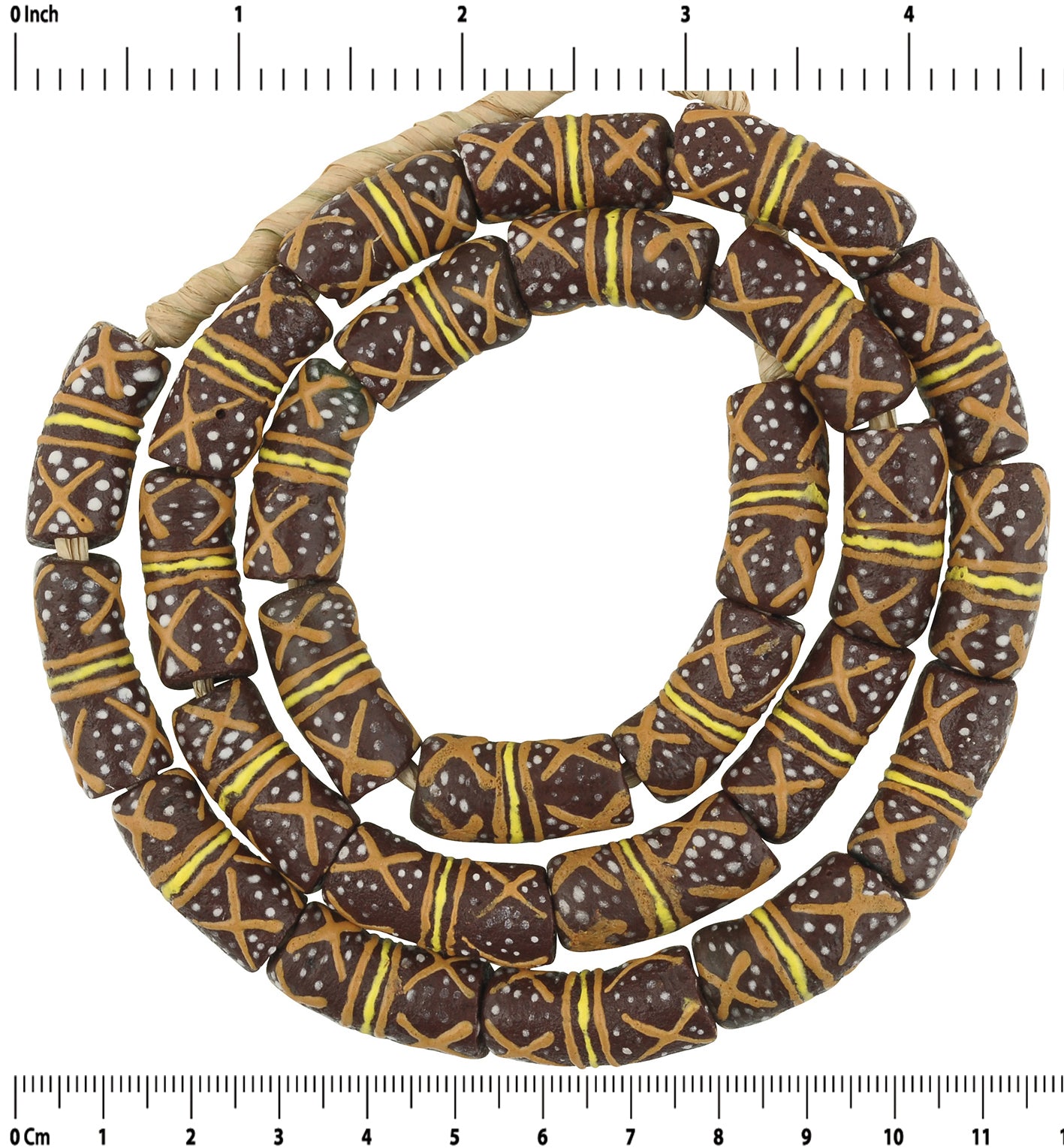 Beautiful African Trade Beads: 10Mm Fancy Krobo Glass Beads - zoomed-in detail