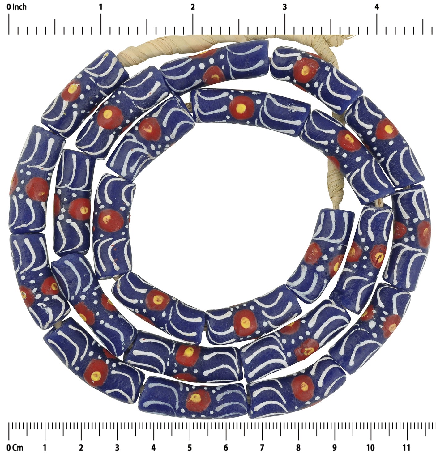 Exquisite 26" Ghana Fancy Krobo Beads - African Trade Glass - zoomed-in detail