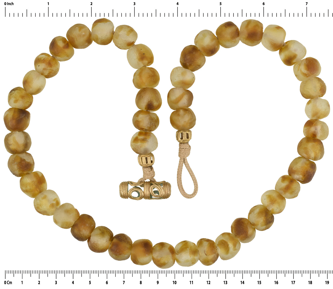 Handmade Recycled Powder Glass Beads Necklace Krobo Brass Ashanti African Trade - product focus