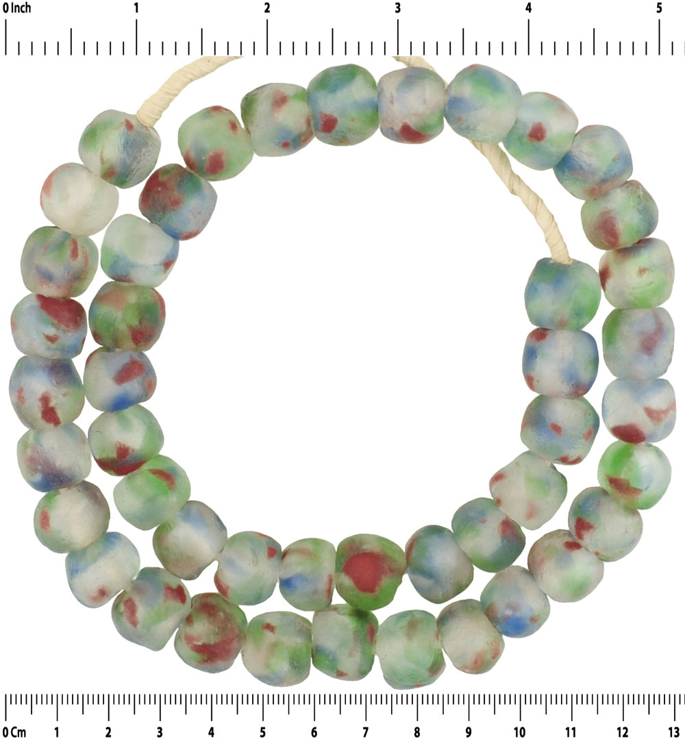 Translucent Recycled Bottle Glass Beads - African Trade Beads - close-up