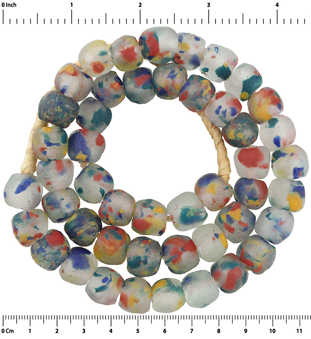 Translucent Krobo Glass Beads - 13Mm African Handmade In Ghana - close-up