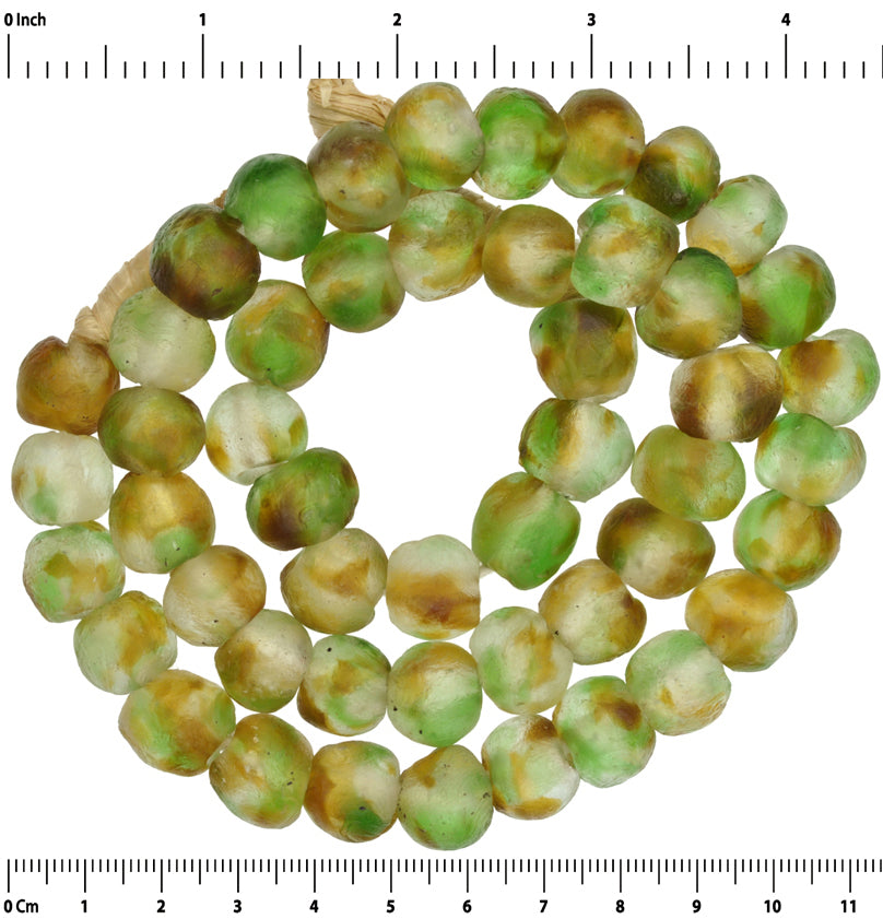 Translucent Recycled Glass Beads - 21.5" African Trade Beads - close-up