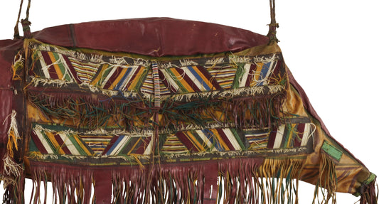 Authentic Tuareg Leather Camel Bag – Sahara Nomad Geometric Art (46½″×33″)