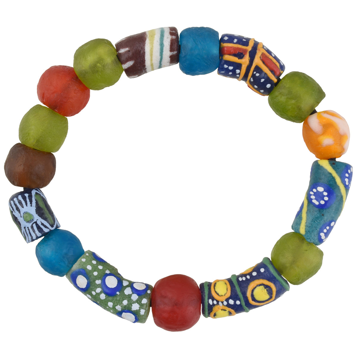 Handmade Beaded Bracelet - African Glass Trade Beads, Krobo Jewelry