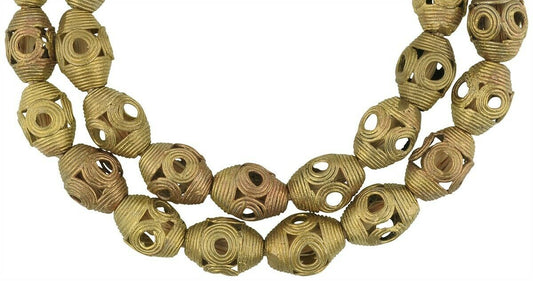 African Brass Beads Strand Handmade In Ghana - 23.5 Inches - alternate view