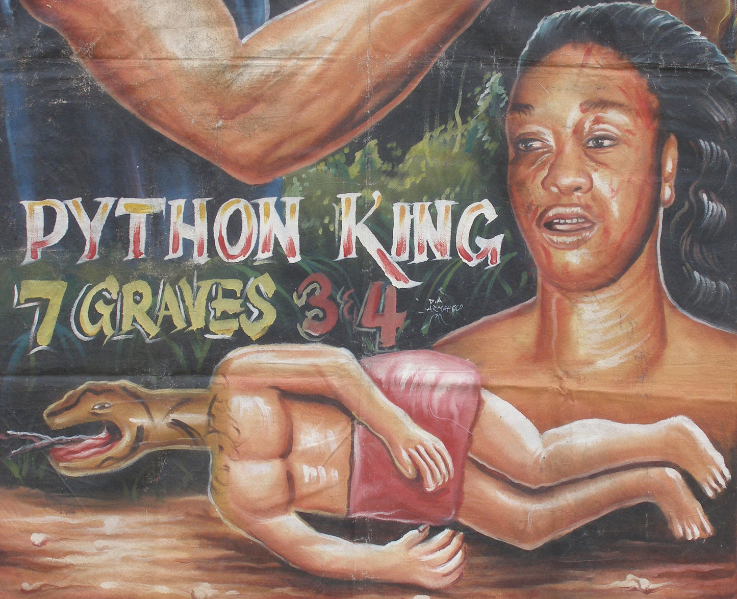 Authentic Python King 7 Graves Movie Poster - Hand-Painted - close-up