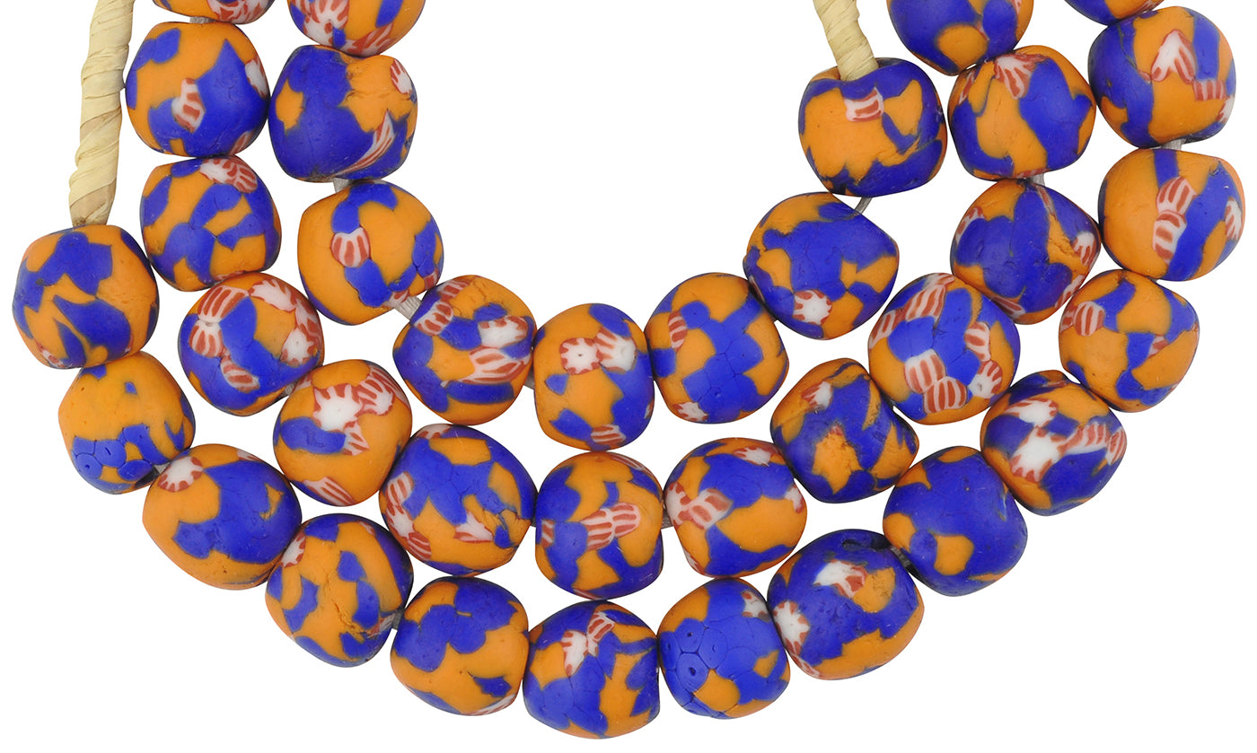 New African Trade Beads - Recycled Ghana Glass, 13Mm - close-up