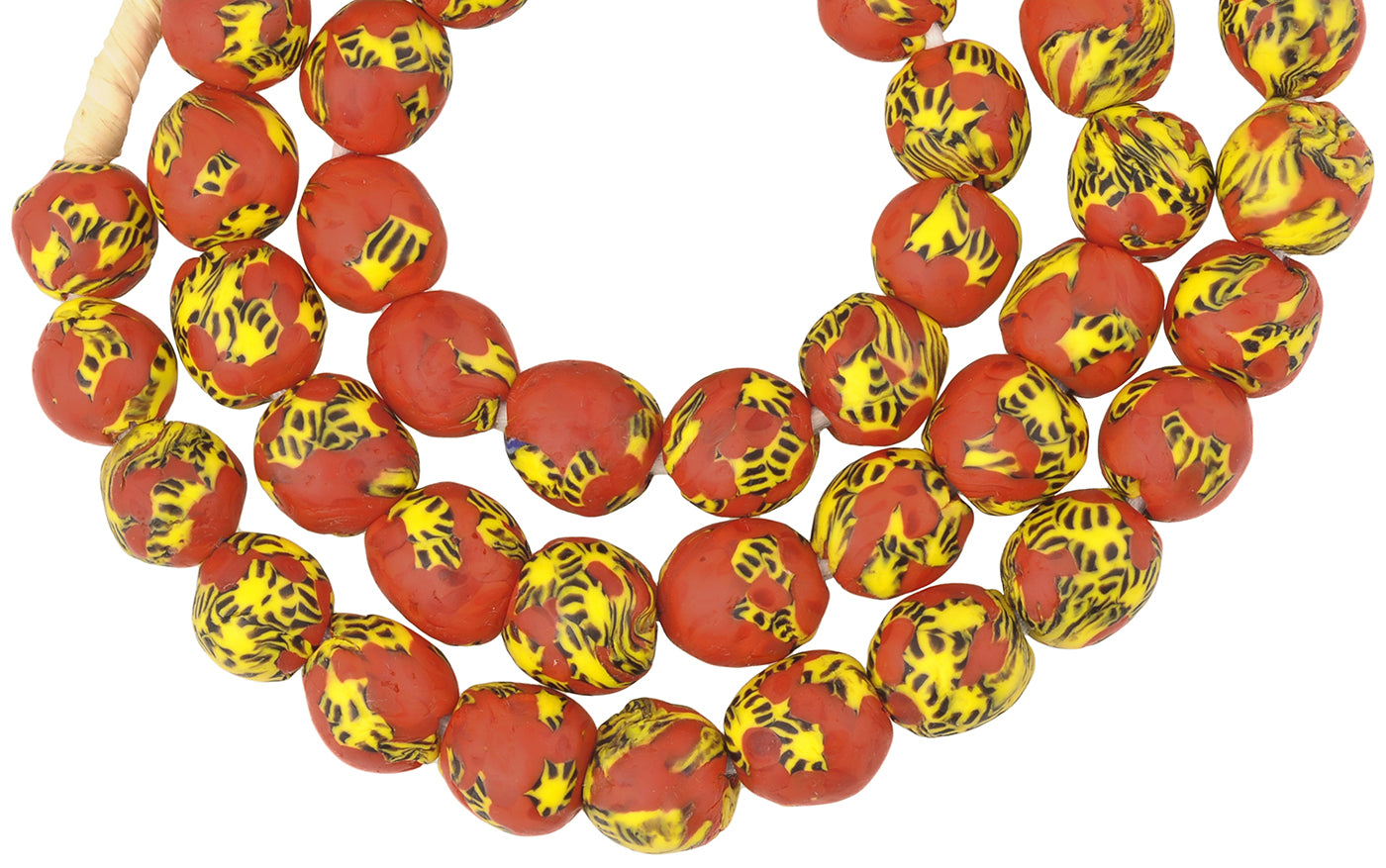 New African Trade Beads - Ghana Recycled Glass Krobo Beads - close-up