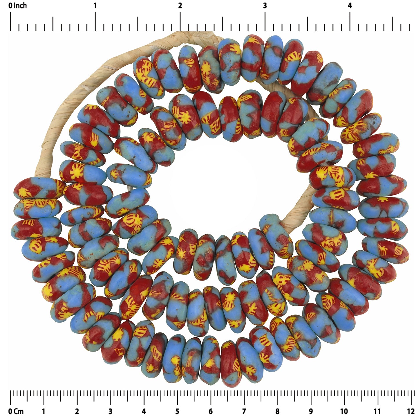 Large African Trade Beads: Recycled Ghana Glass Disks - zoomed-in detail