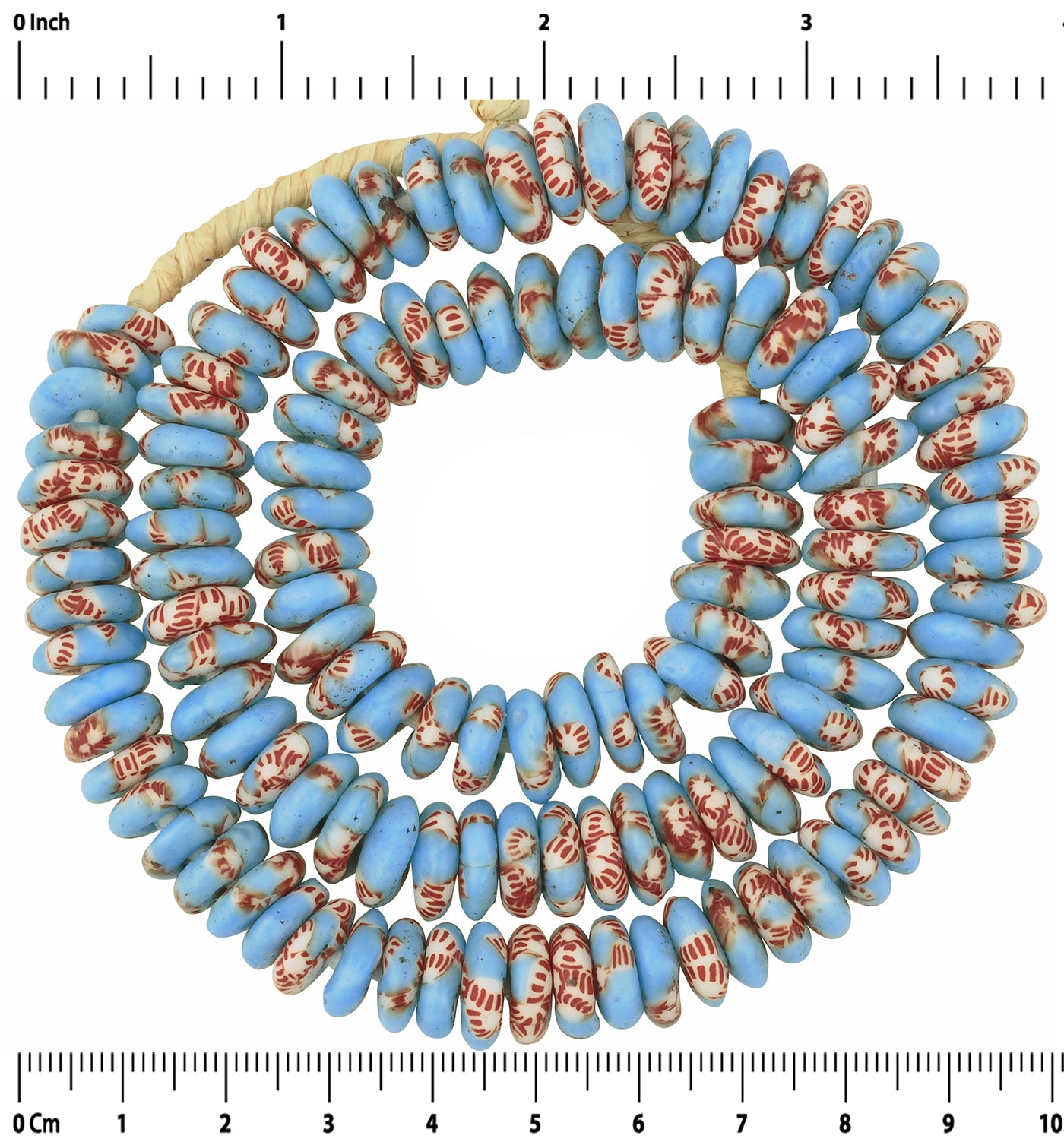 Authentic Ghanaian Recycled Glass Disk Beads - African Trade - close-up