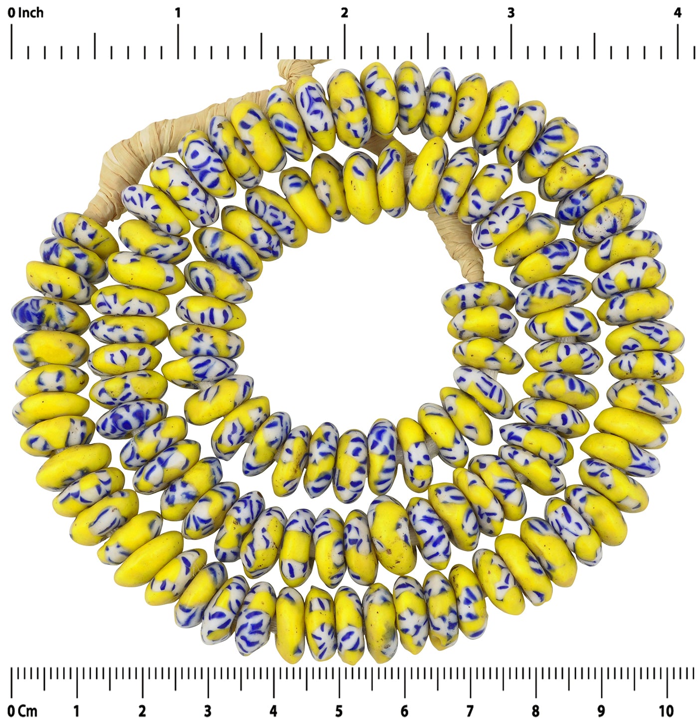 Handmade African Trade Beads - Fused Ghana Glass Disks 11-12Mm - zoomed-in detail