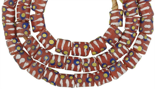 Authentic Ghana Fancy Powder Glass Beads - African Trade Beads - product focus