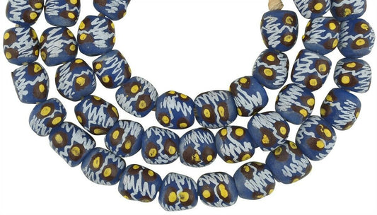 African Trade Beads - Fancy Recycled Glass Krobo Beads From Ghana - product focus