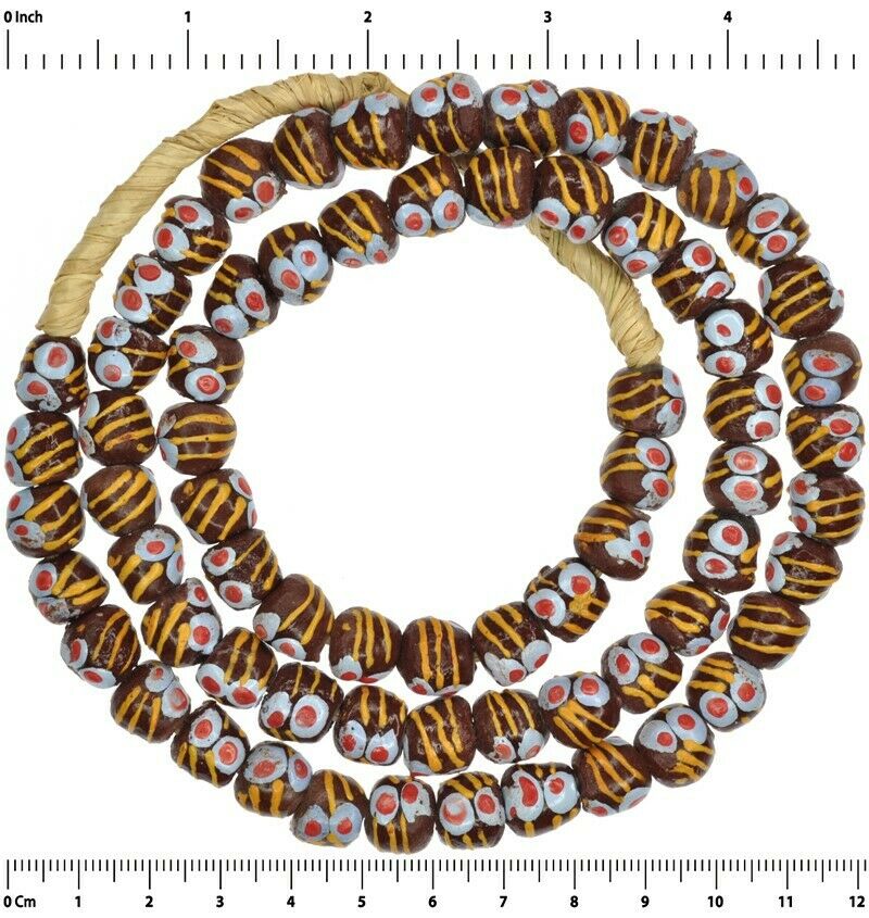 Beautiful African Trade Beads - Fancy Powder Glass Beads From Ghana - close-up
