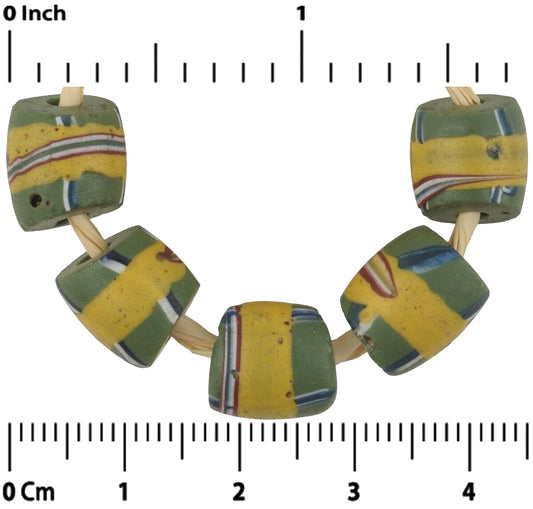 Rare Antique Green French Cross Venetian Lampwork Trade Beads - alternate view