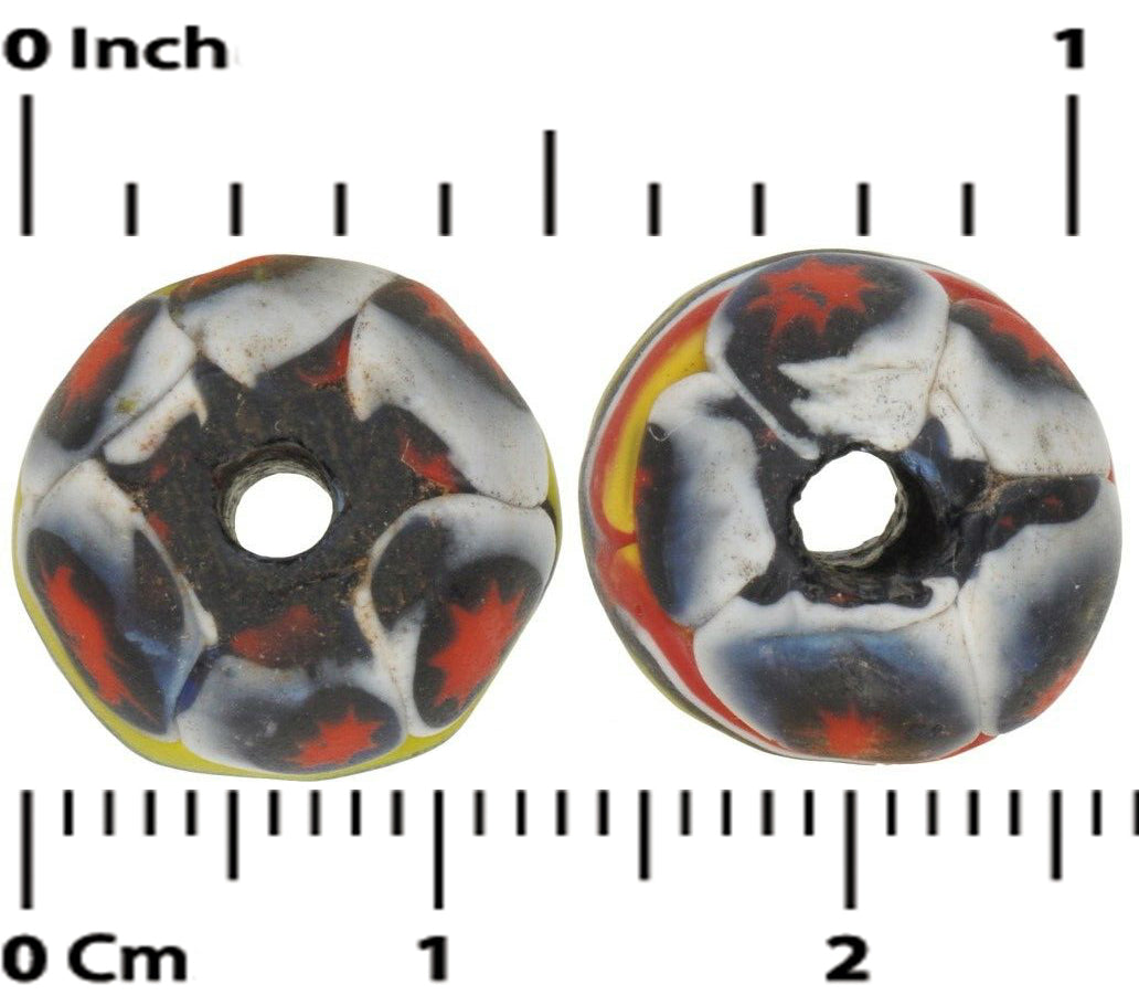 Antique African Trade Beads: Rare Banded Millefiori Venetian Mosaic Beads - alternate view