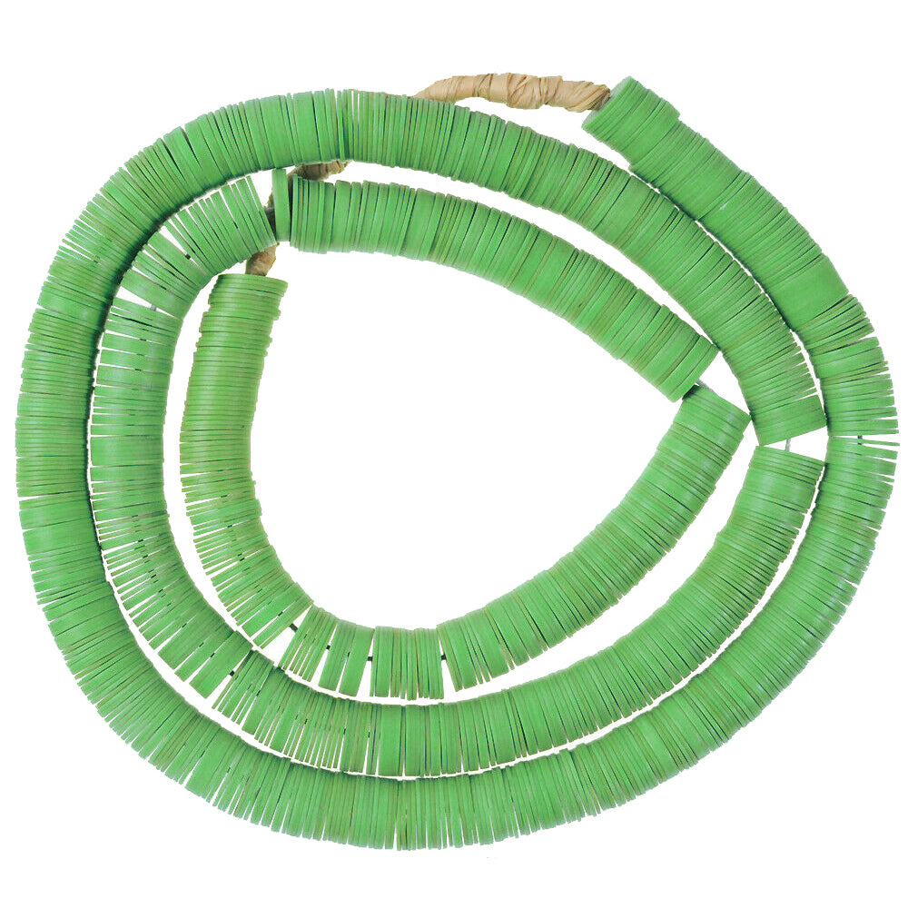 Old Green African Trade Beads, Czech Vulcanite Discs 10Mm