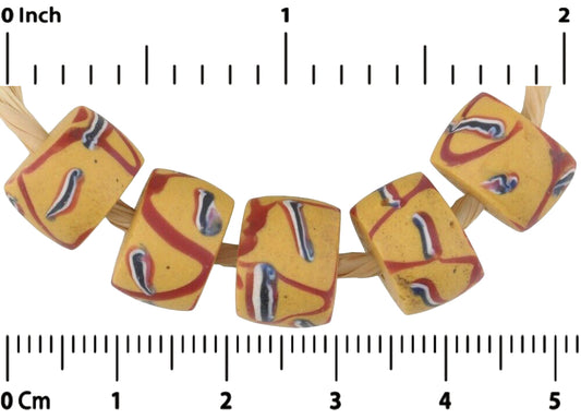 Antique Yellow Fancy Venetian Wound Glass Trade Beads - African Trade - alternate view