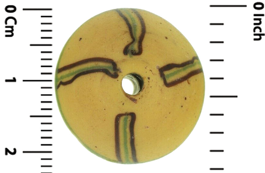 Antique Yellow Bicone "King" Venetian Lampwork Glass Trade Bead - close-up