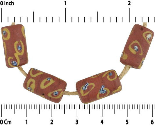 Antique Brick "Eye" Fancy Venetian Lampwork Glass Trade Beads - alternate view