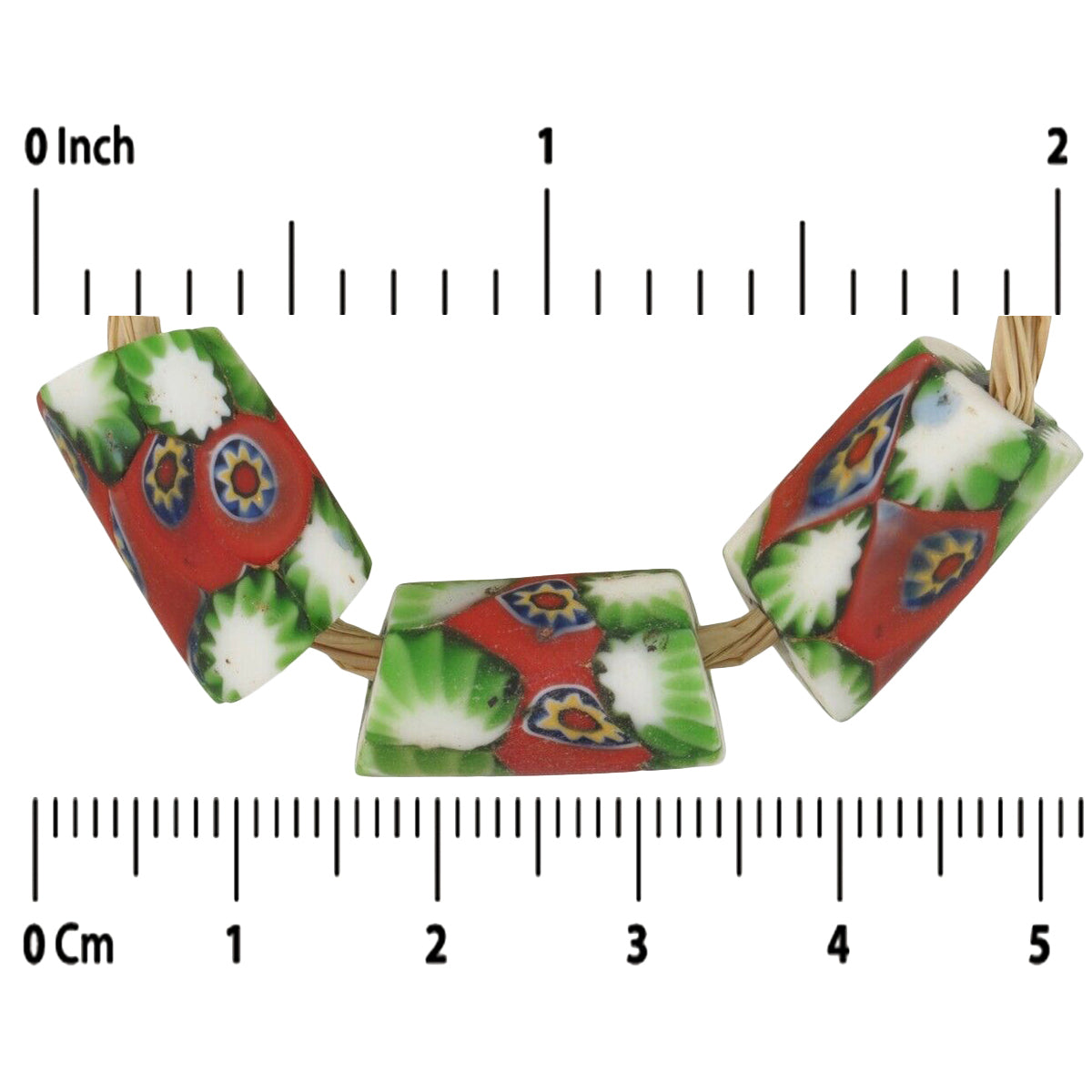 Rare Antique Multimurrine Venetian Millefiori Trade Beads - African Mosaic - close-up