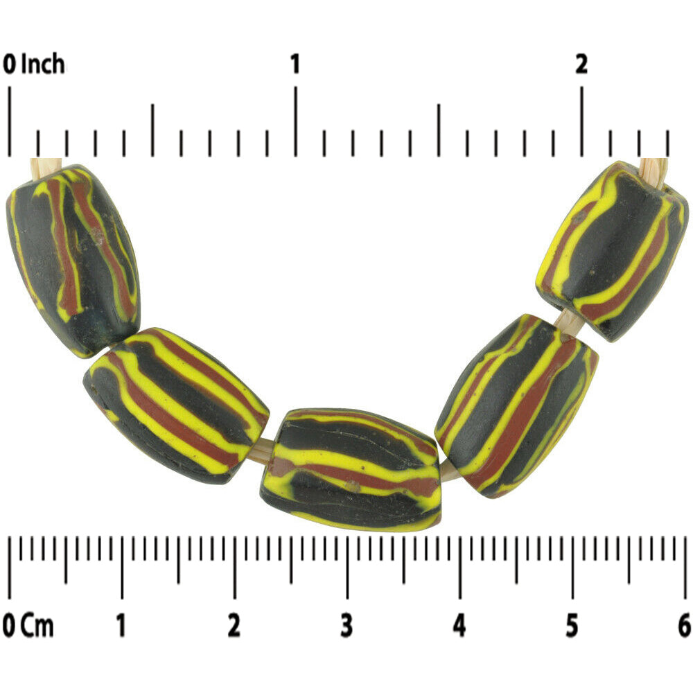 Antique Oval Venetian Millefiori Trade Beads - African Mosaic Glass - close-up