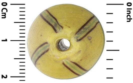 Antique Yellow Bicone Venetian Lampwork Bead - African Trade Beads - alternate view