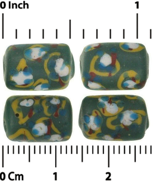 Rare Antique Green Ghost Venetian Lampwork Trade Beads - alternate view