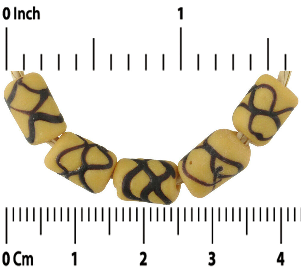 Rare Antique Yellow Rattle Snake Venetian Lampwork Glass Trade Beads - alternate view
