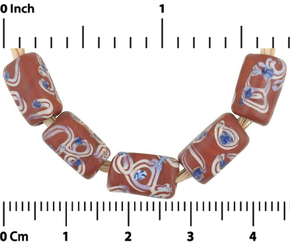 Old African Trade Beads Rectangular Brick Eye Venetian Glass Beads Ghana Trade - alternate view