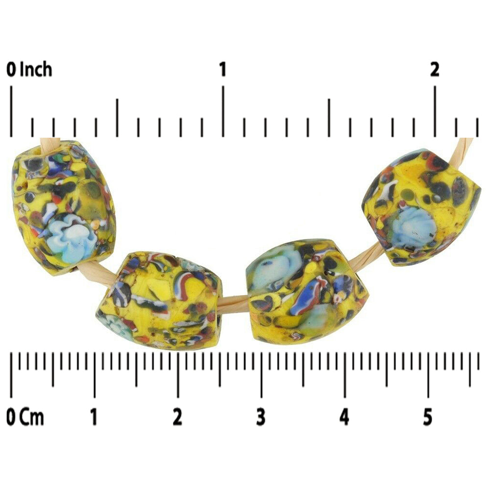 Antique Oval Venetian Mosaic African Trade Beads, 13-14Mm - close-up