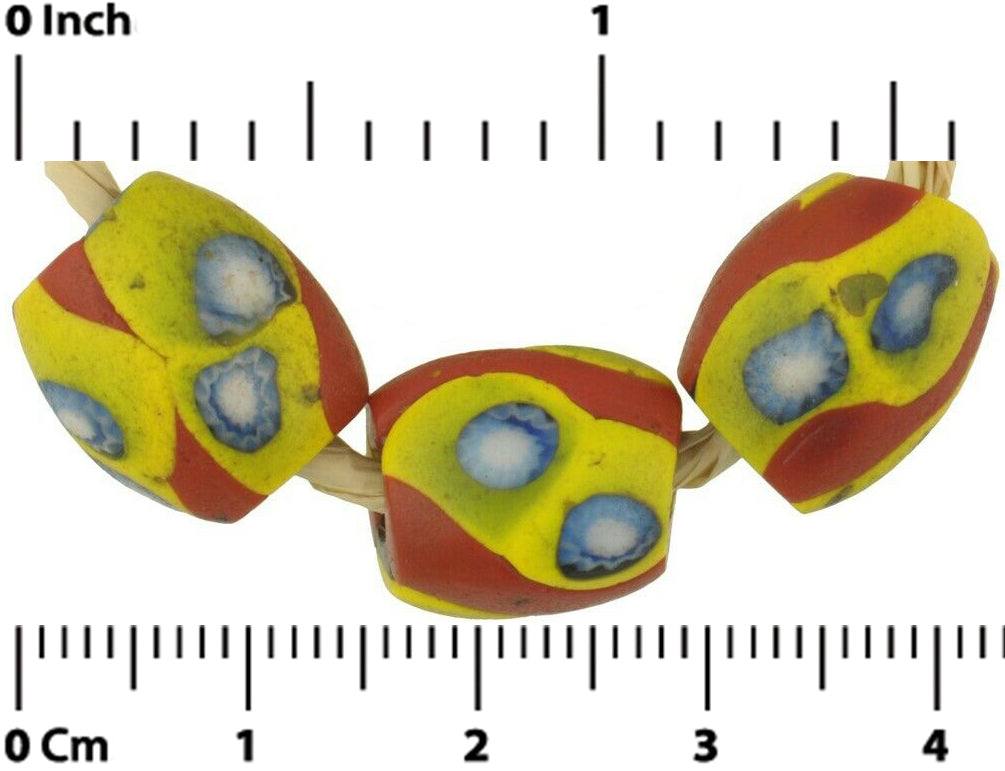 Antique African Trade Beads: Matching Oval Millefiori Mosaic Beads - alternate view