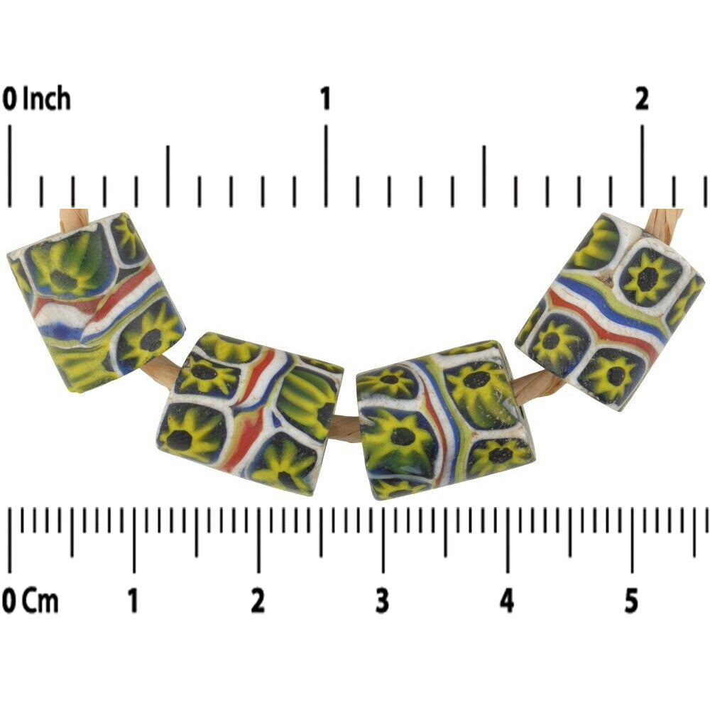 Rare Antique Banded Venetian Millefiori African Trade Beads - close-up